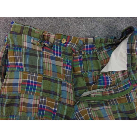 Thornton Bay Shorts Mens 34 Patchwork Madras Plaid Preppy Cotton Casual - Picture 6 of 8
